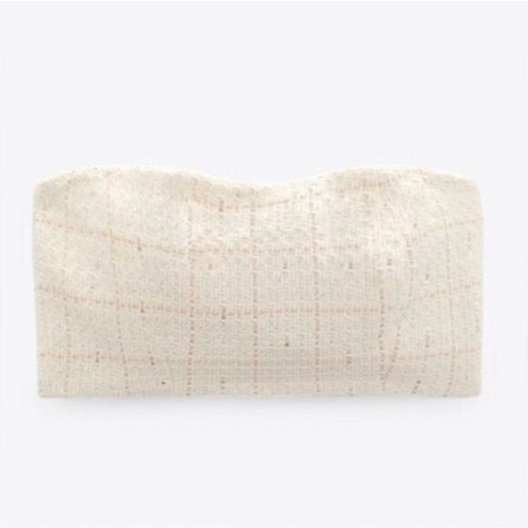 NWT ZARA TEXTURED STRAPLESS TOP CS - Picture 3 of 6